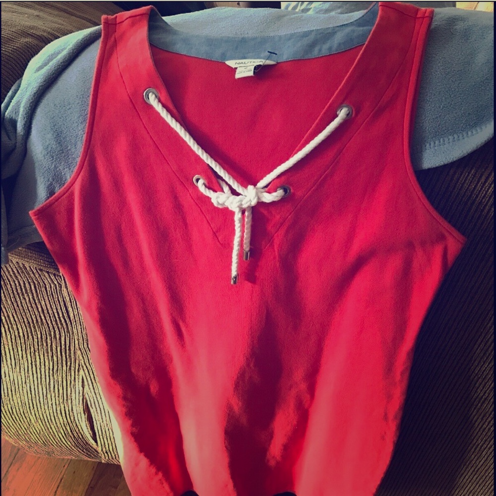 Nautica size Medium front tie dress (coral red) - Picture 1 of 5
